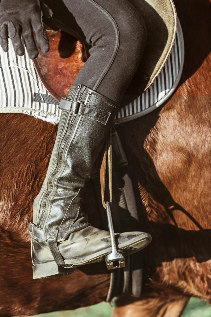 Buckles leather riding boots